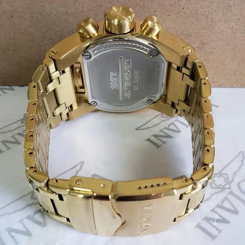 Relógio Invicta Zeus Magnum Masculino Elegante Impermeável Estilo Imponente 18K Banhado A Ouro Relógio + Presente na Caixa