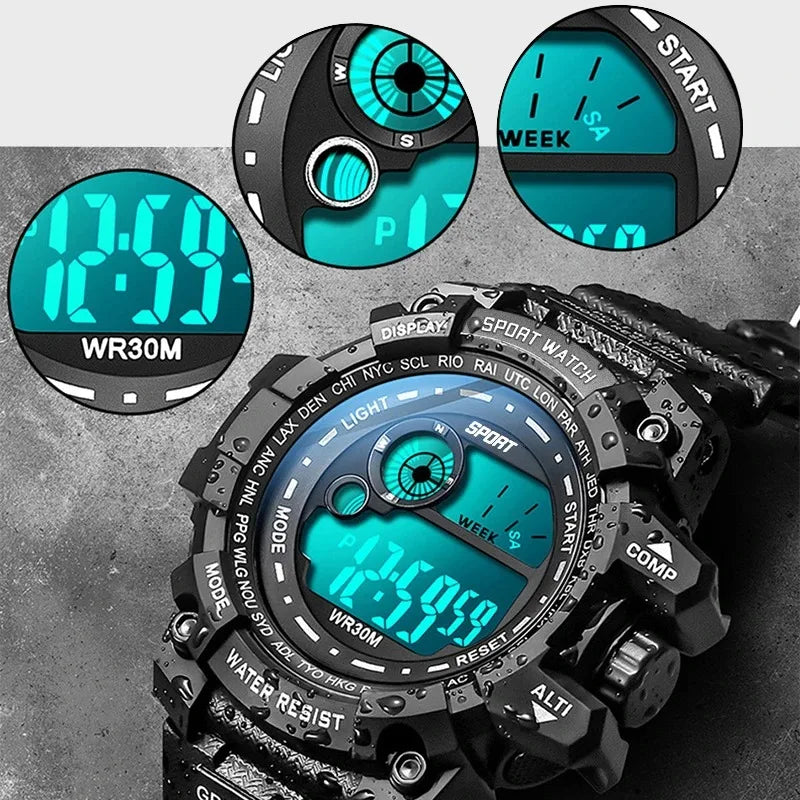 Relógio Digital Masculino LED Sport Watch Militar