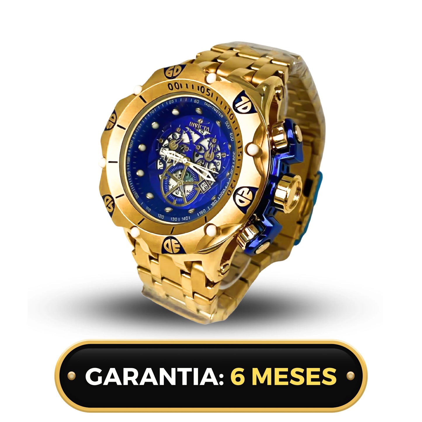 Relógio Invicta Venom Hybrid Skeleton Masculino Dourado Banhado a Ouro 18k A Prova D'água +2 Brindes