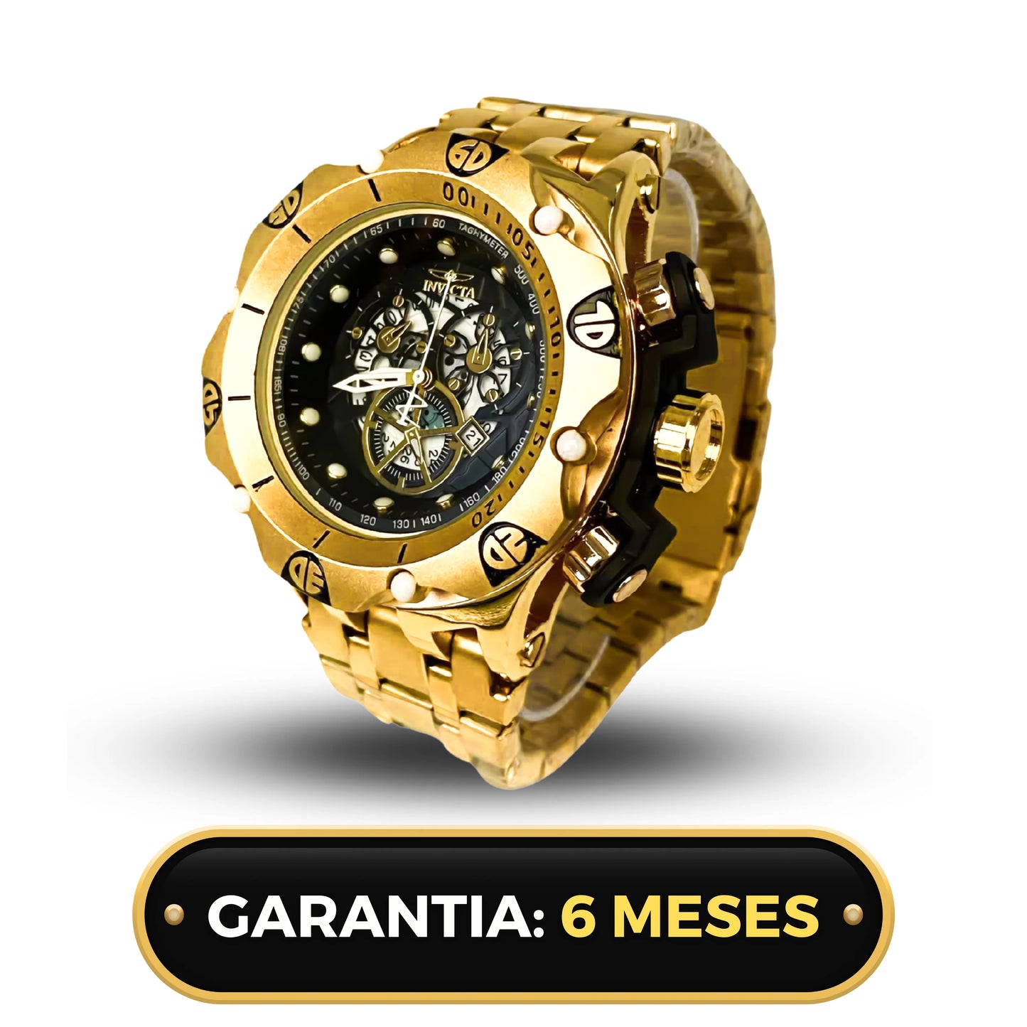 Relógio Invicta Venom Hybrid Skeleton Masculino Dourado Banhado a Ouro 18k A Prova D'água +2 Brindes