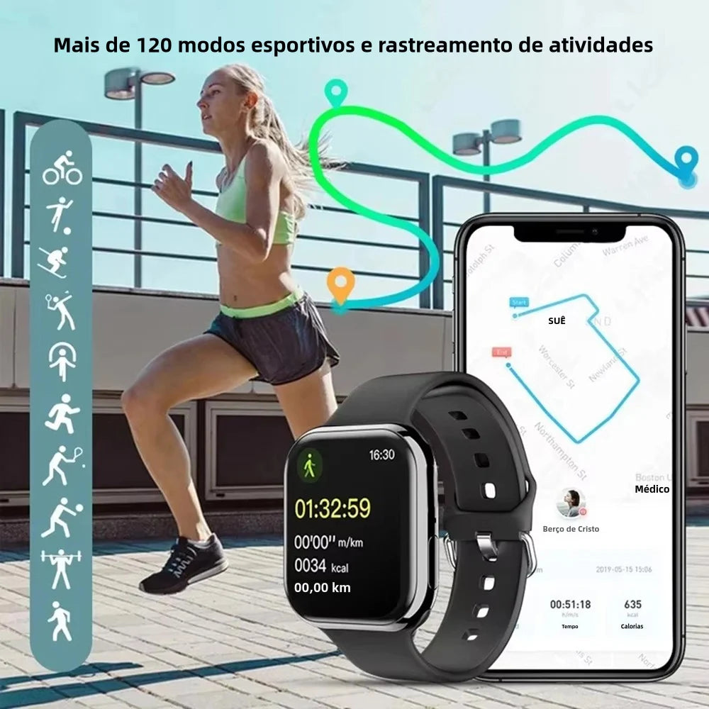 Relógio inteligente série 9 AMOLED smartwatch masculino 2024 NFC rastreador GPS tela 320*385 relógio HD 9