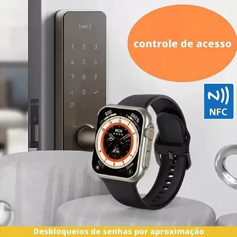 Hw8 Smart Watch Bluetooth Relógio Masculino 9mm 2.2 Polegadas Tela HD GPS NFC À Prova D'Água Esportes Fitness Relógio Inteligente