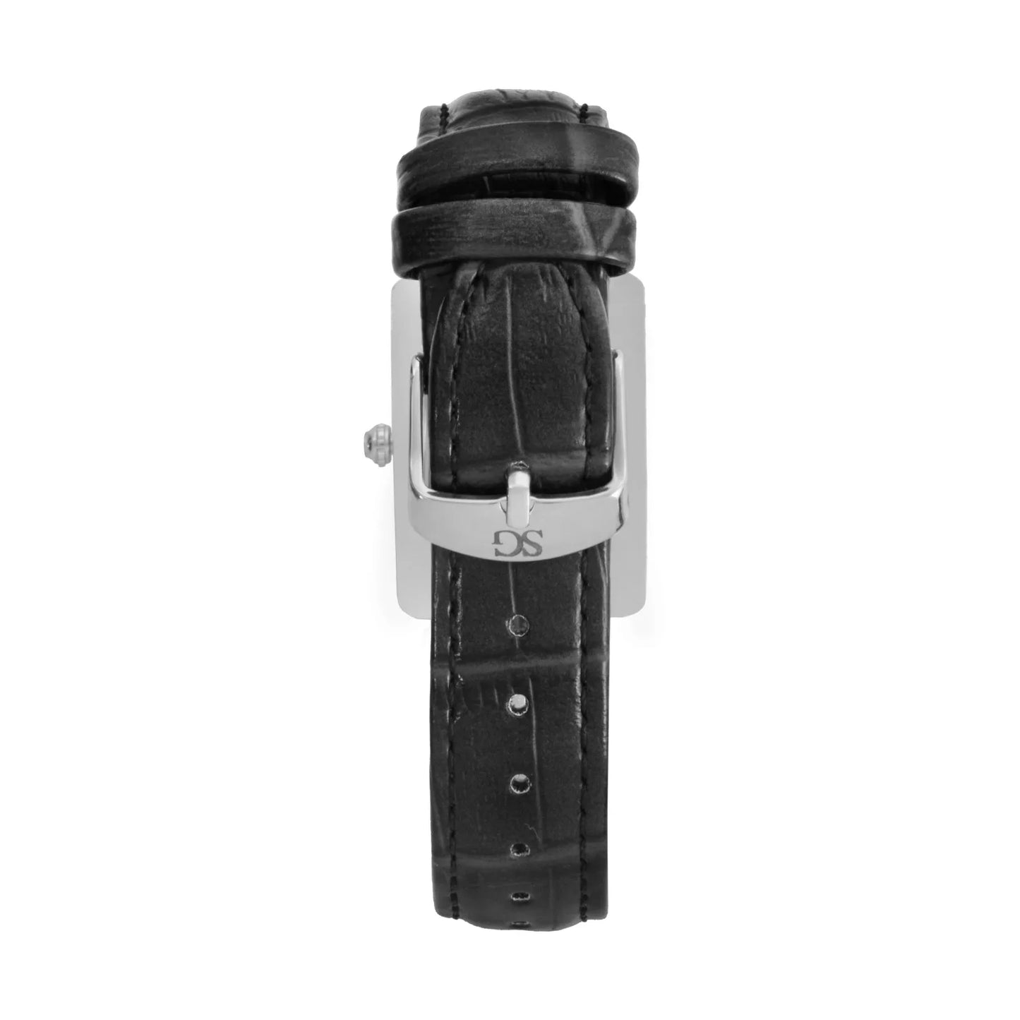 Men's Square Croco Murray Black Hill Classic Leather Bracelet Square Watch