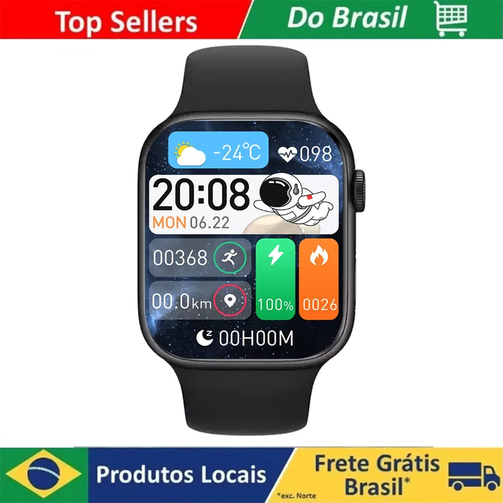 Relógio inteligente série 9 AMOLED smartwatch masculino 2024 NFC rastreador GPS tela 320*385 relógio HD 9