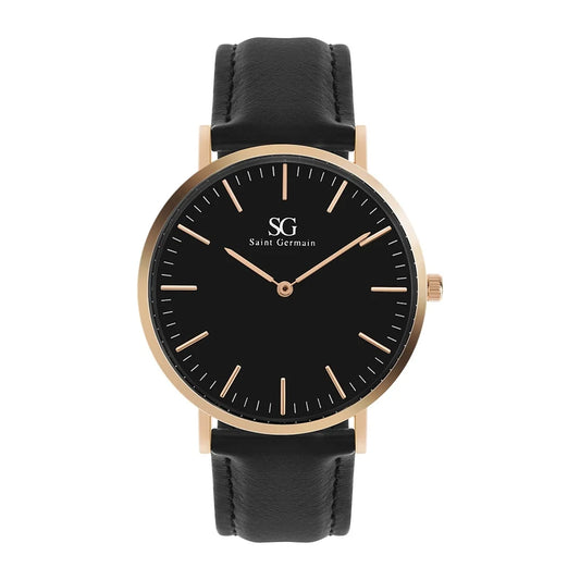 Saint Germain Murray Black Rosé Gold 40mm Leather Men's Watch