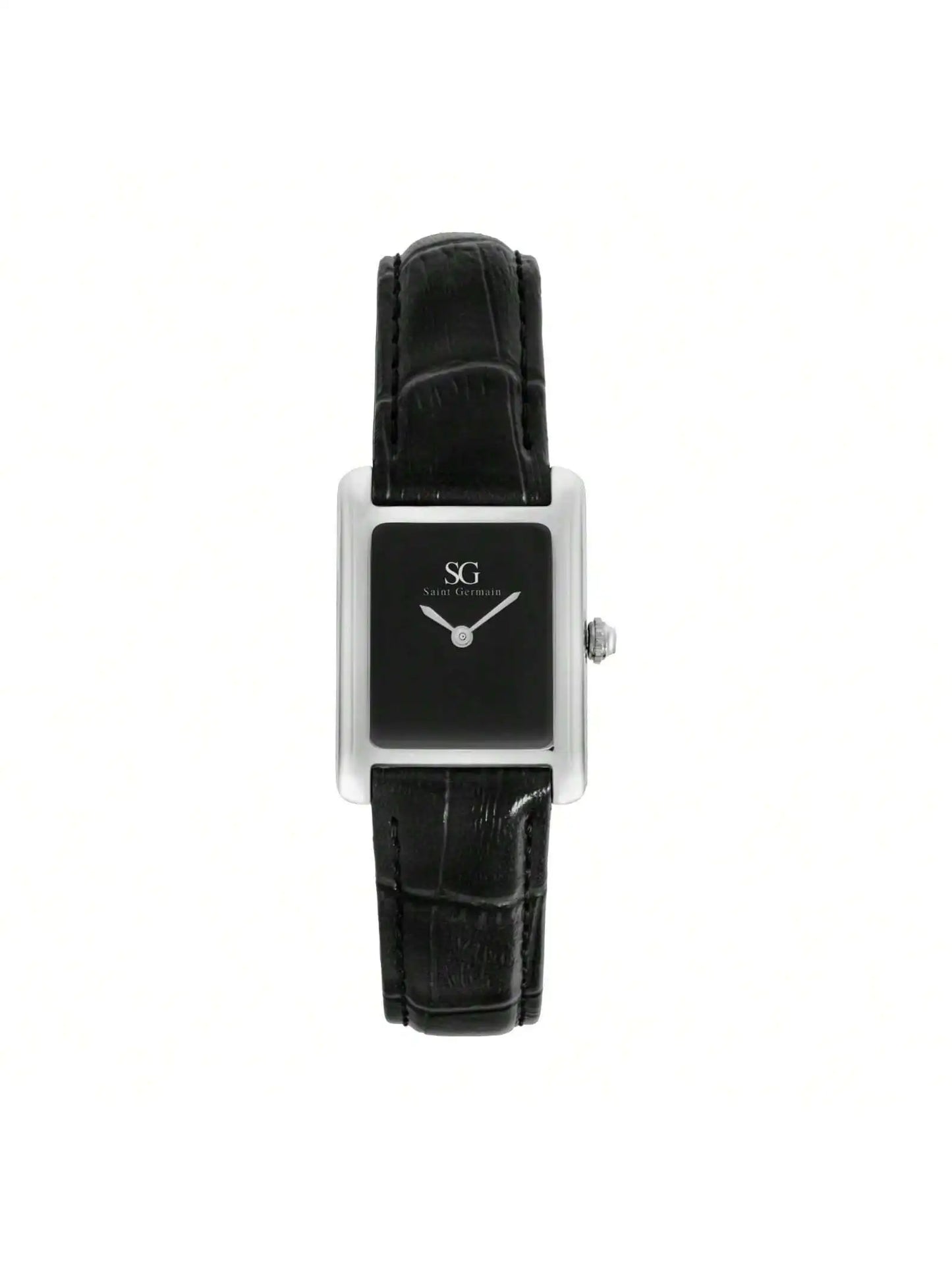 Men's Square Croco Murray Black Hill Classic Leather Bracelet Square Watch