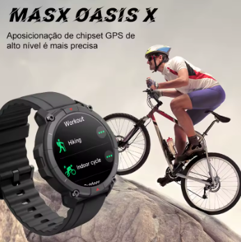 smartwatch relogios masculino relogios alexa MASX Oasis X Relógio inteligente com GPS premium Tela Ultra HD GPS integrado Hi-Fi Bluetooth Chamadas telefônicas Relógio esportivo de nível militar